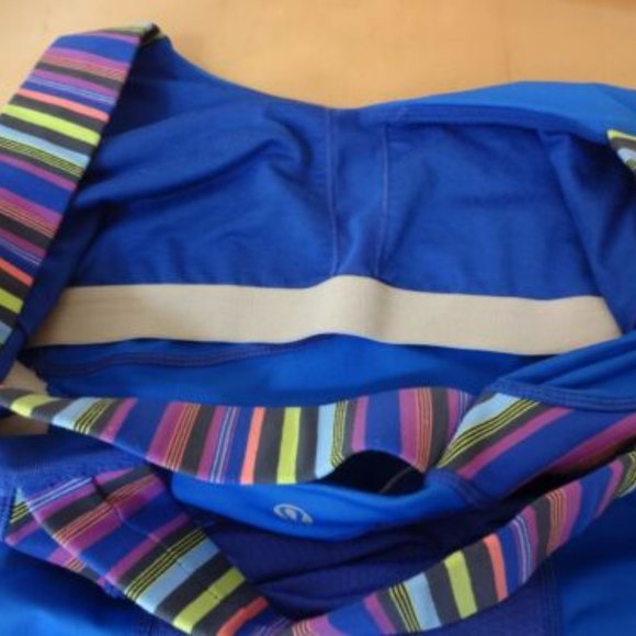 LULULEMON ATHLETIC BRIGHT BLUE MULTI-COLOR STRAPS SLEEVELESS MESH BACK TOP 8 - Picture 5 of 5